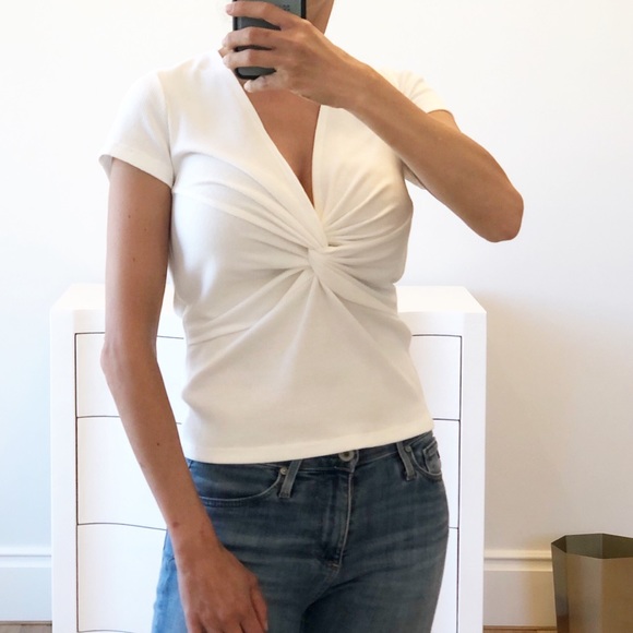 ALYS BEACH White Ribbed Short Sleeve Twist Shirt - Picture 6 of 9